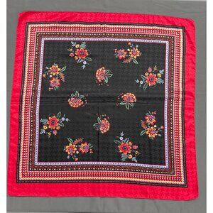 Vintage Floral Paisley Print Scarf Bandana Square Black Red Headwear